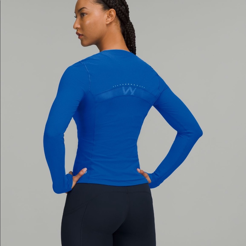 Lululemon Ventilated Mesh Back Running L/S Shirt NWT Size 8 Blue